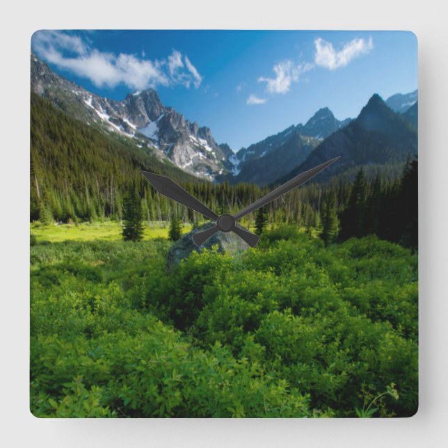 Meadow and Mt. Stuart Square Wall Clock (Front)