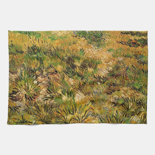 Meadow at Saint Paul Hospital by Vincent van Gogh Tea Towel (Horizontal)