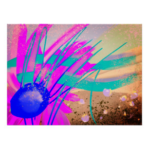 Meadow at sunset - Abstract Poster