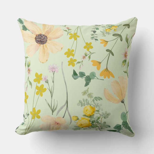  Meadow Bloom Serenity Throw Pillow (Front)
