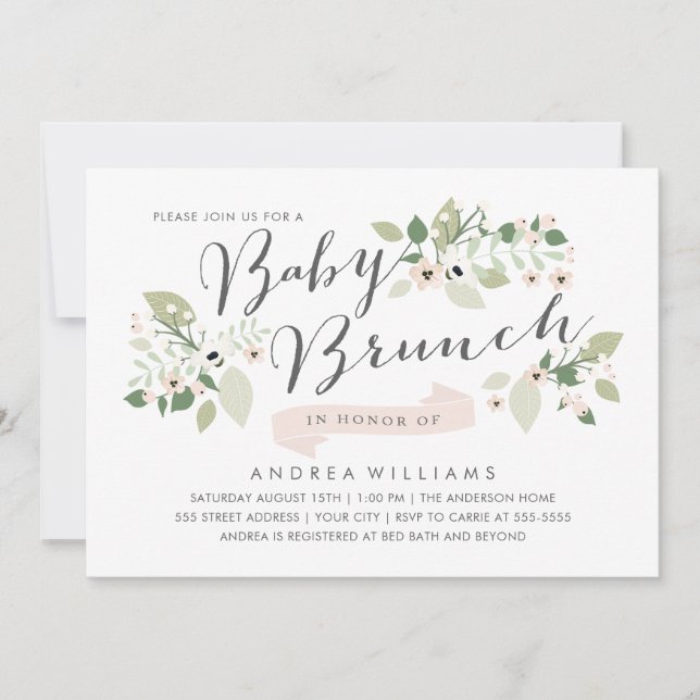 Meadow Blooms Baby Brunch Invite (Front)