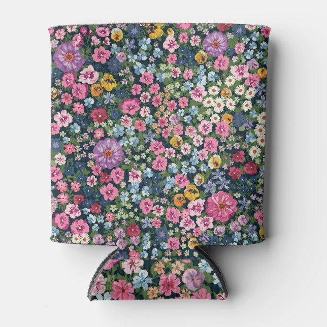 Meadow Blooms: Liberty Floral Pattern. Can Cooler (Front)
