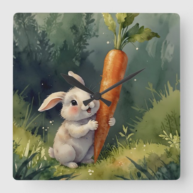 Meadow Bunny Dreams: Whimsical Clock  (Front)