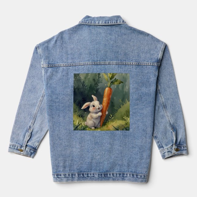 Meadow Bunny Dreams: Whimsical Jean Jacket (Back)