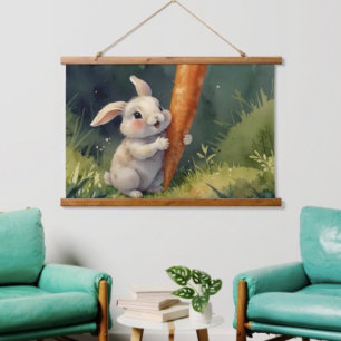 Meadow Bunny Dreams: Whimsical Tapestry  Hanging Tapestry
