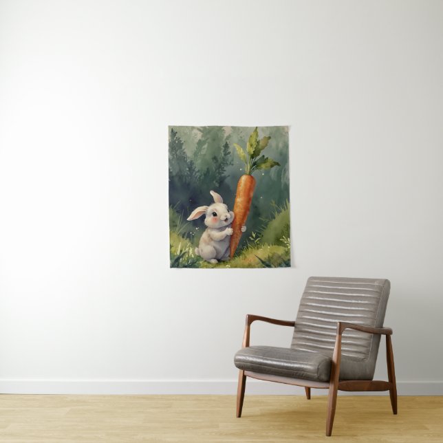 Meadow Bunny Dreams: Whimsical Tapestry  Tapestry (In Situ)
