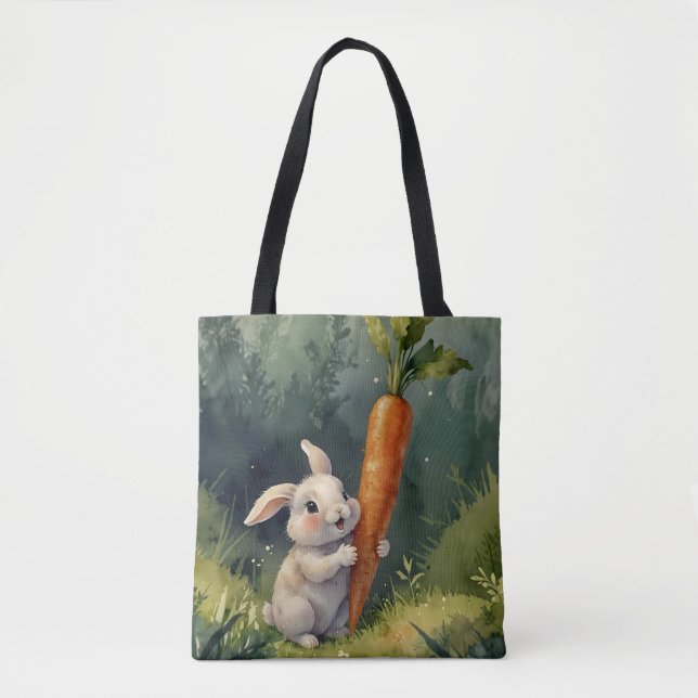 Meadow Bunny Dreams: Whimsical Tote Bag (Front)