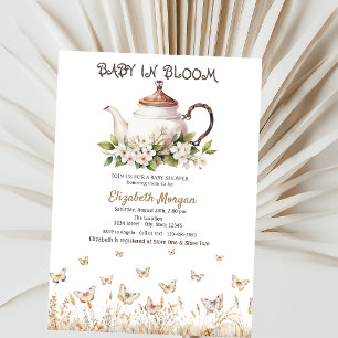 Meadow Butterflies Teapot Baby Shower Invitation