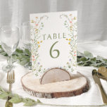 Meadow Colourful Floral Wedding Table Numbers<br><div class="desc">Step into timeless elegance with our bohemian wedding table numbers. Each number showcases a delicate wreath of tily meadow wildflowers and greenery leaves, elevating the allure of your table settings. Enhanced with simple minimalist dusty green calligraphy script, these table numbers exude refined charm, perfect for rustic, botanical, and garden-themed weddings....</div>
