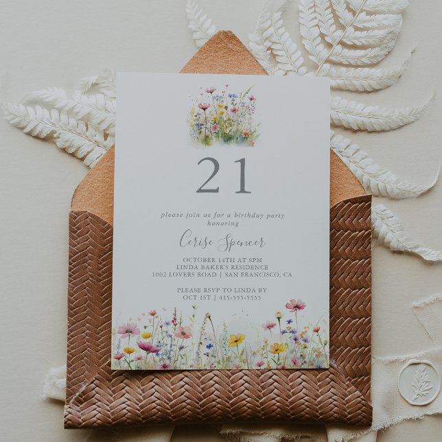 Meadow Colourful Wildflower 21st Birthday Party Invitation (Creator Uploaded)