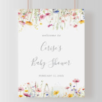 Meadow Colourful Wildflower Baby Shower Welcome