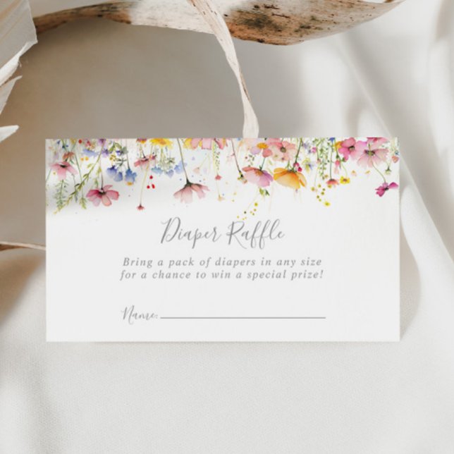 Meadow Colourful Wildflower Diaper Raffle Ticket Enclosure Card (Creator Uploaded)