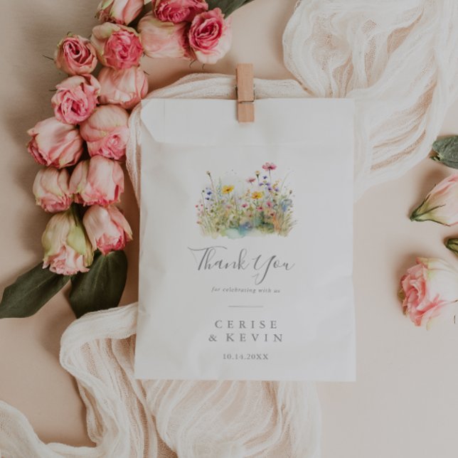 Meadow Colourful Wildflower Thank You Wedding Favour Bags (Creator Uploaded)
