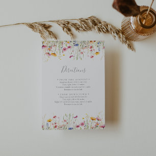 Meadow Colourful Wildflower Wedding Directions Enclosure Card