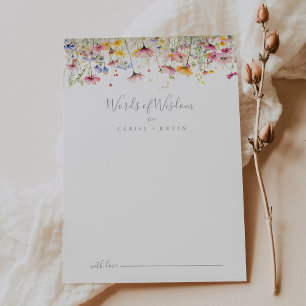 Meadow Colourful Wildflower Wedding Words of Wisdo Advice Card