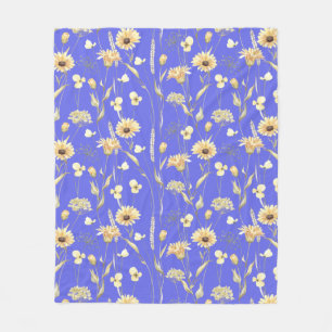 Meadow cottage country print blue fleece blanket