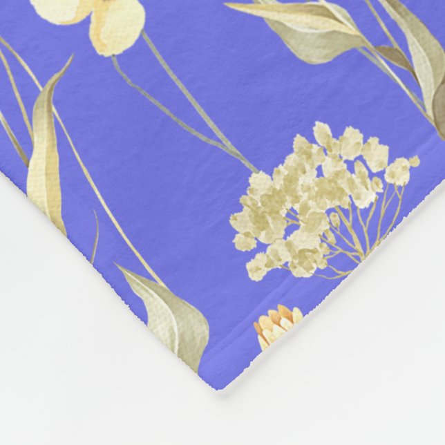 Meadow cottage country print blue  fleece blanket (Corner)