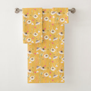 Meadow cottage country print yellow bath towel set
