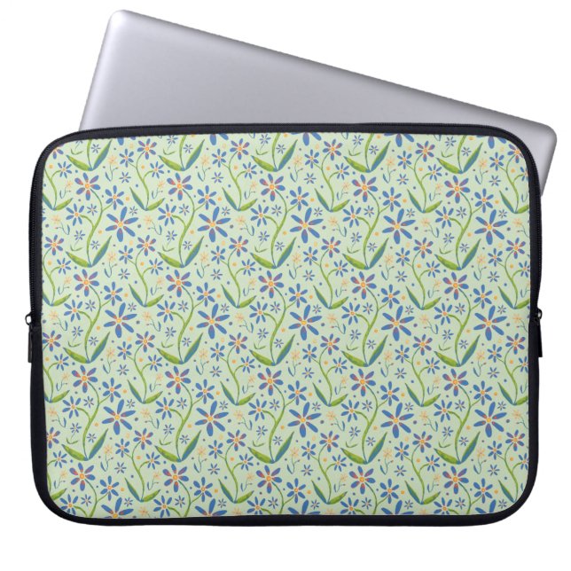 Meadow | Dancing Watercolor Daisies Laptop Sleeve (Front)