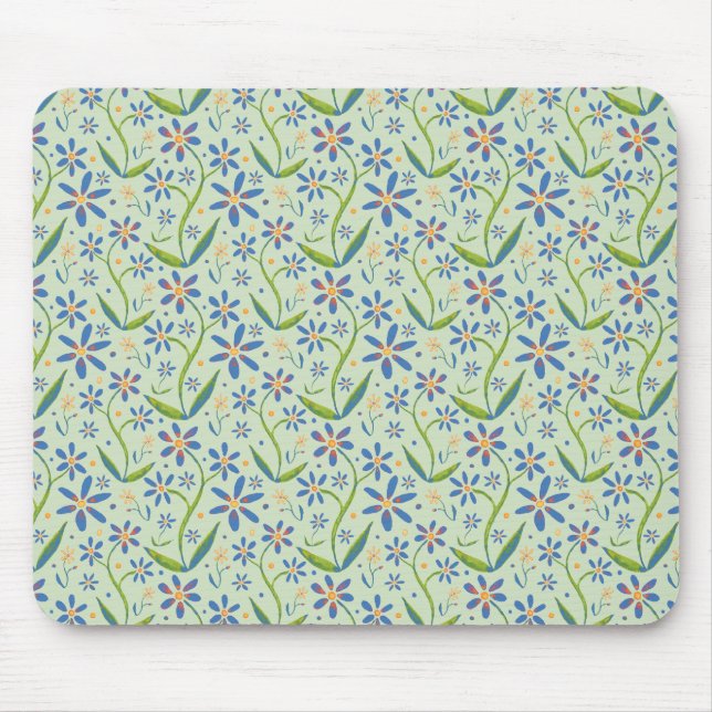 Meadow | Dancing Watercolor Daisies Mouse Mat (Front)