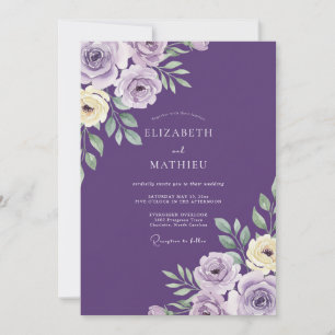 Meadow Deep Purple Peony Wedding Invitation