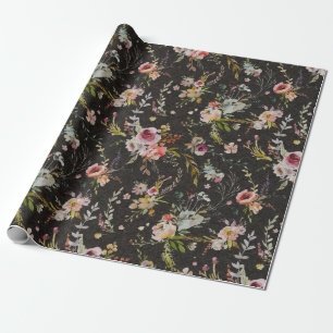 Meadow Floral - Black Gift Wrap