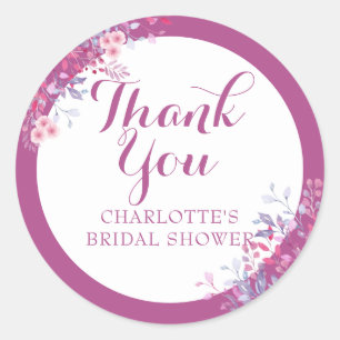 Meadow Floral Bridal Shower Favour Thank You Classic Round Sticker