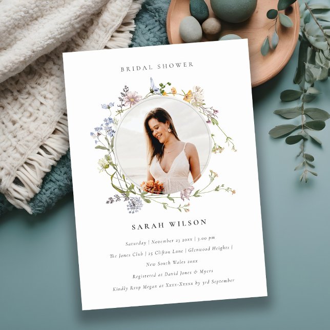 Meadow Floral Wreath Bridal Shower Photo Invite (Creator Uploaded)