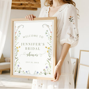 Meadow Flower Boho Bridal Shower Welcome Sign