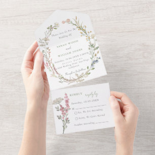 Meadow flowers All in One Wedding Invite