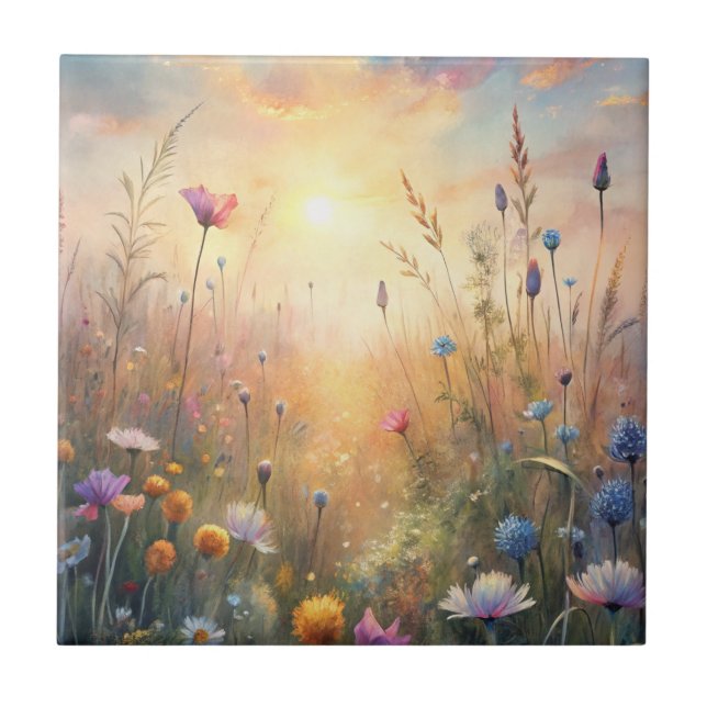 Meadow Flowers and Butterflies Tile (Front)