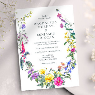 Meadow Flowers and Herbs Colourful Floral Wedding Invitation