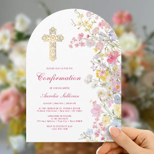 Meadow Flowers Arch Confirmation Invitation