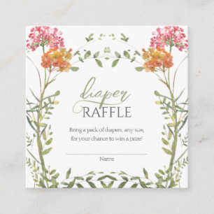 Meadow Flowers Baby Shower Diaper Raffle Enclosure Card