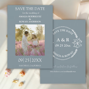 Meadow Flowers Blue Grey Photo Save the Date