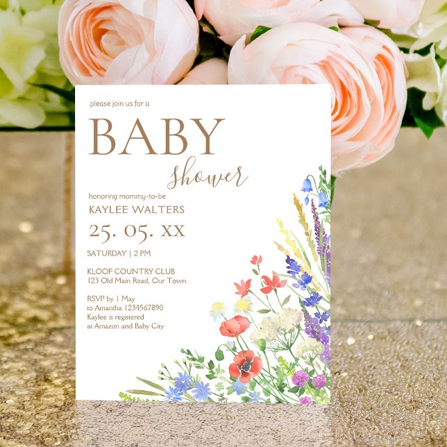 Meadow flowers budget baby shower invitation (Creator Uploaded)