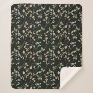 Meadow flowers clover prints country house sherpa blanket