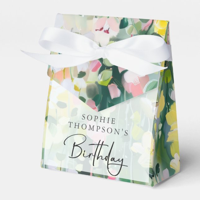 Meadow flowers elegant birthday favour box (Front Side)