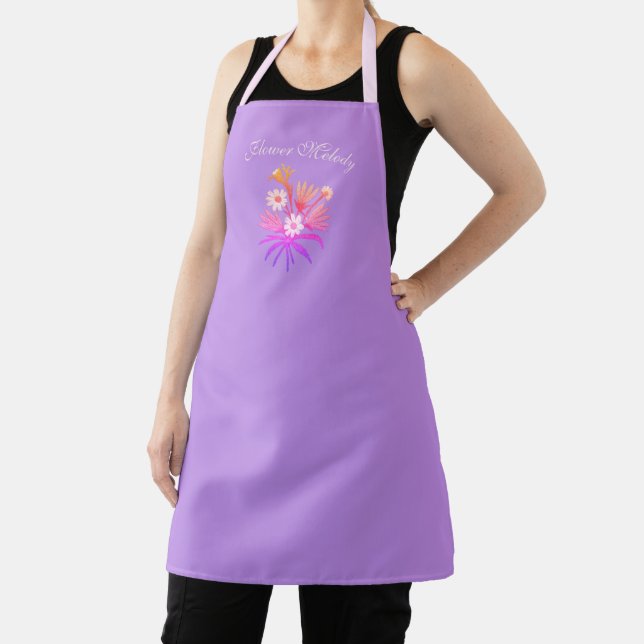 Meadow Flowers Embroidery – Botanical Fantasy Pink Apron (Insitu)