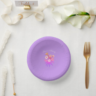 Meadow Flowers Embroidery – Botanical Fantasy Pink Paper Plate