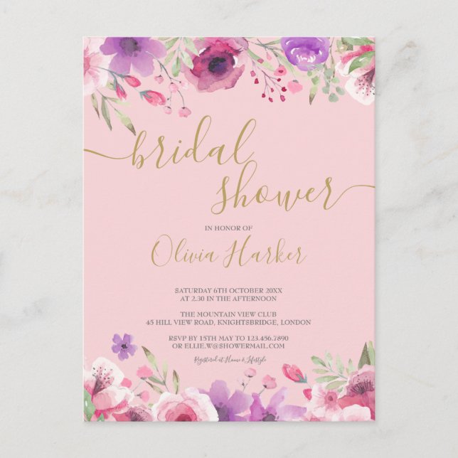 Meadow Flowers Floral Bridal Shower Invitation (Front)