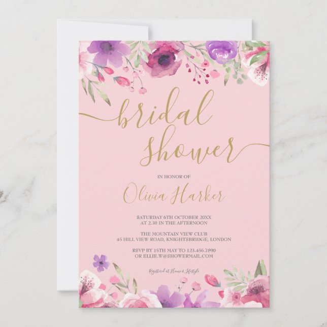 Meadow Flowers Floral Bridal Shower Invitation (Front)