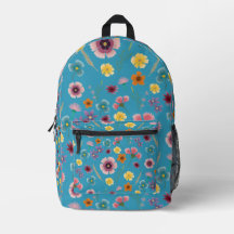 Meadow flowers in blue back pack