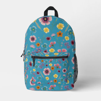 Meadow flowers in blue back pack