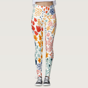 Meadow Flowers Minimal Illustration Leggings