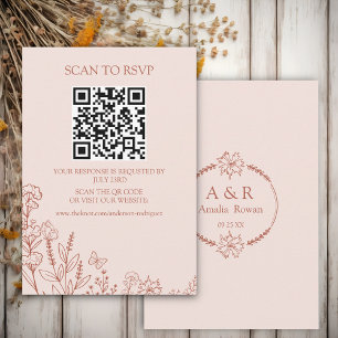 Meadow Flowers Misty Rose Scan QR RSVP card