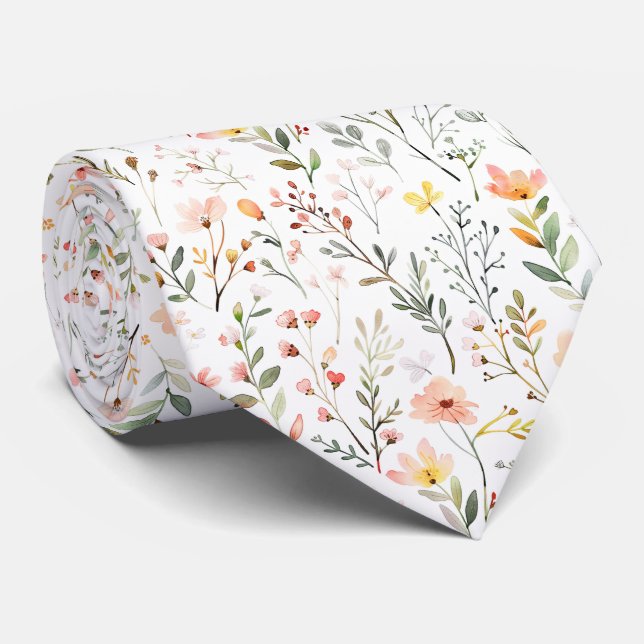 Meadow Flowers Pattern Tie (Rolled)