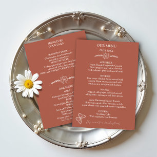 Meadow Flowers Terracotta Wedding Menu
