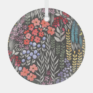 Meadow Flowers: Watercolor Floral Seamless Glass Tree Decoration