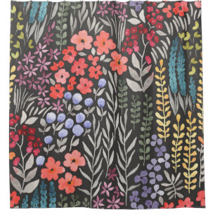 Meadow Flowers: Watercolor Floral Seamless Shower Curtain